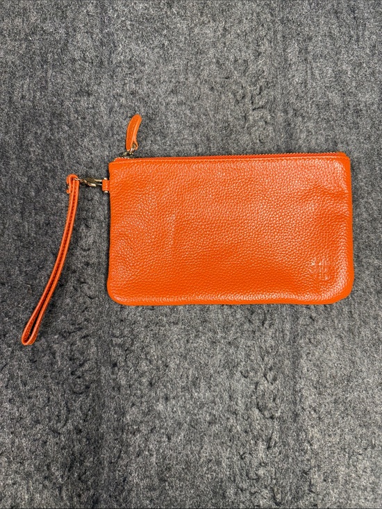Handbag Butler Handbags - Handbag Buttler Pebbled Orange Leather Wristlet Clutch - Women Bags